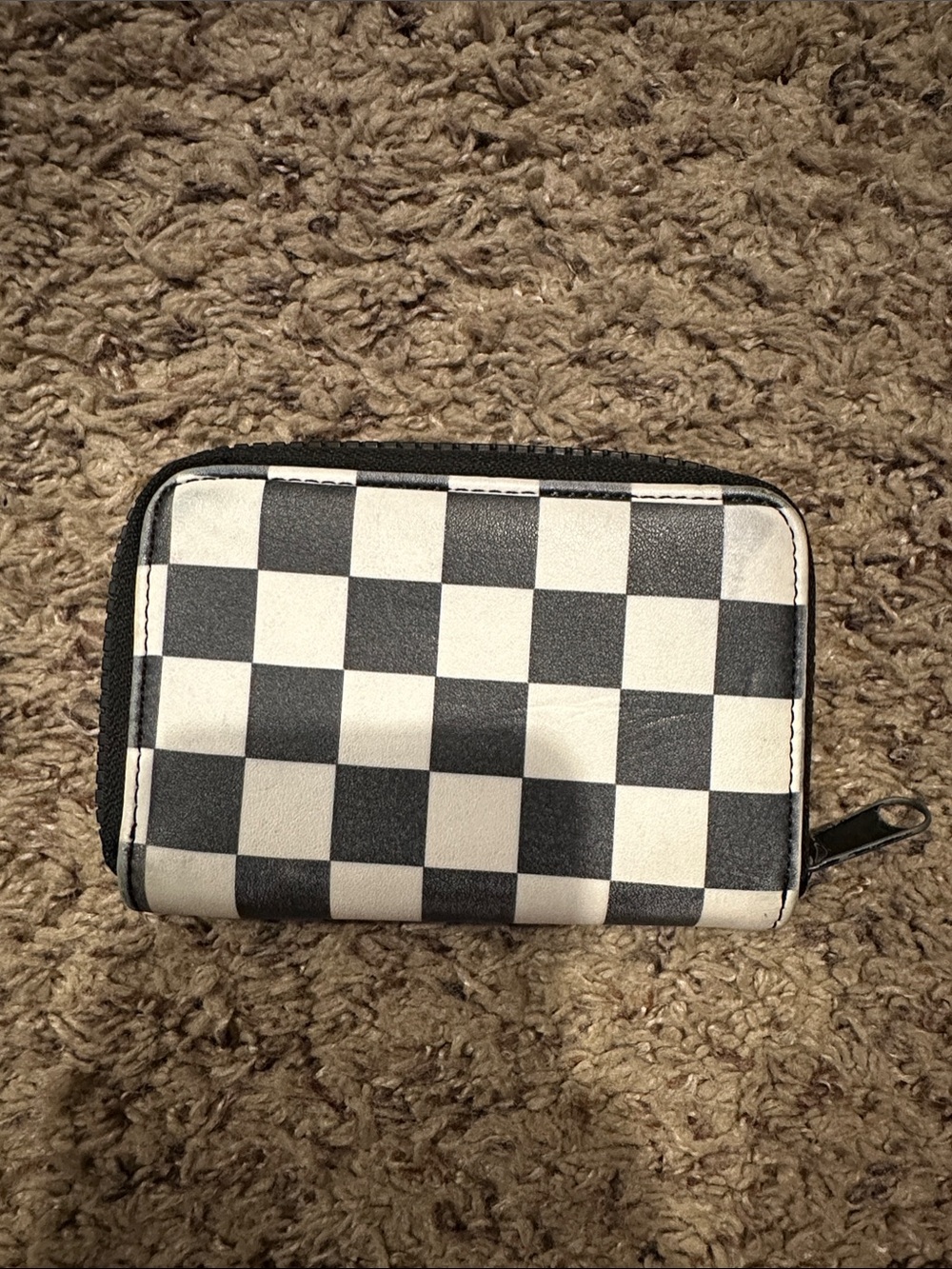 Checkerboard Zip Wallet - Black & White